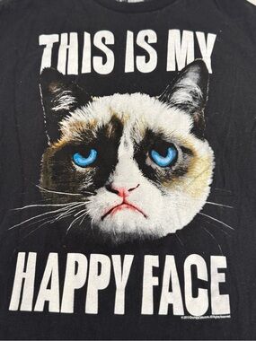Grumpy Cat Black Graphic Pet Tee - This Is My Happy Face